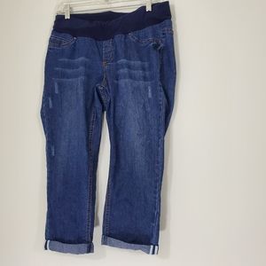 Planet Motherhood Demin Distressed Capris, Size Large